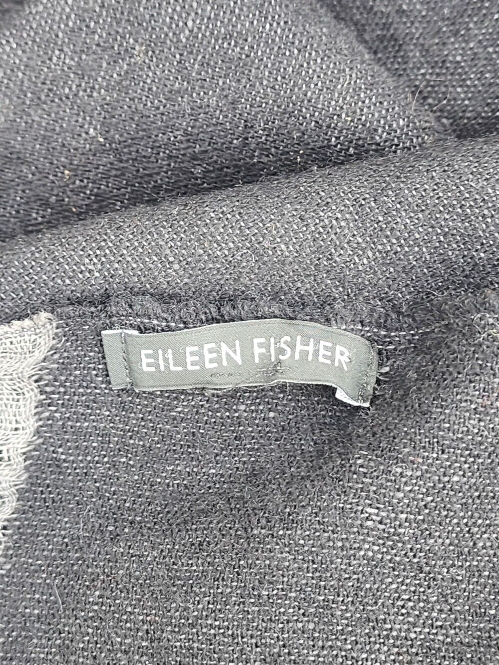 Eileen Fisher Women's Black Grey Reclaimed Cashmere And Linen Wrap / Scarf - Picture 4 of 4